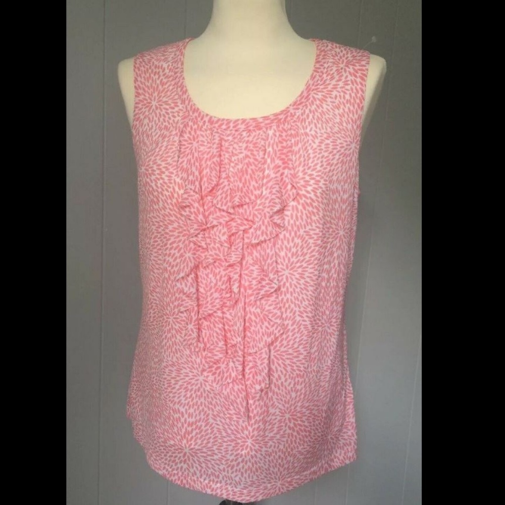Animal Print Sleeveless Ruffle Top Tank Pink S
